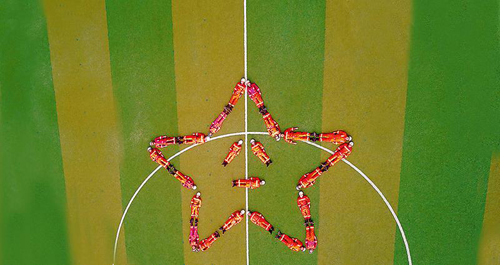 商南消防官兵航拍合影慶建軍